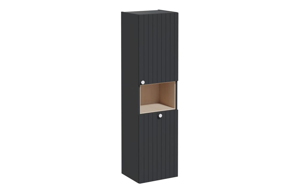 VTFT2202 - VitrA Root Groove 40cm 2 Door Semi-Tall Unit w/Laundry Basket (RH Hinge) - Matt Graphite image