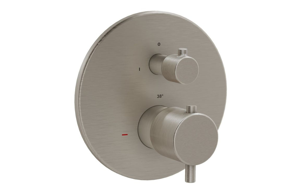 VTCM0384 - VitrA Root Round Integrated Thermostatic Bath/Shower Mixer Valve - Brushed Nickel image