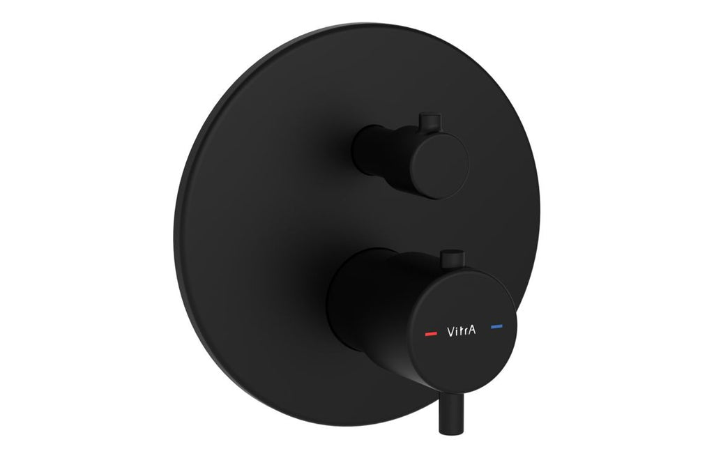VTCM0386 - VitrA Root Round Integrated Thermostatic Bath/Shower Mixer Valve - Matt Black image
