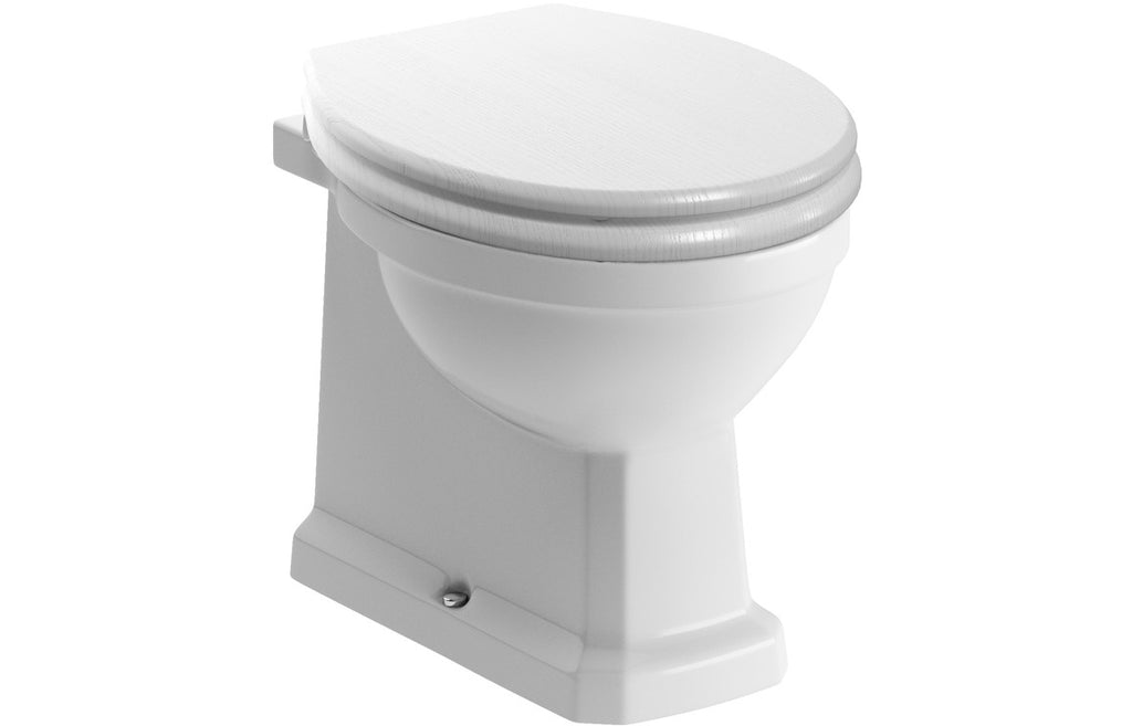 HOTT108453 - Tradition Back To Wall WC & Satin White Wood Effect Seat w/Br.Brass Finishes image