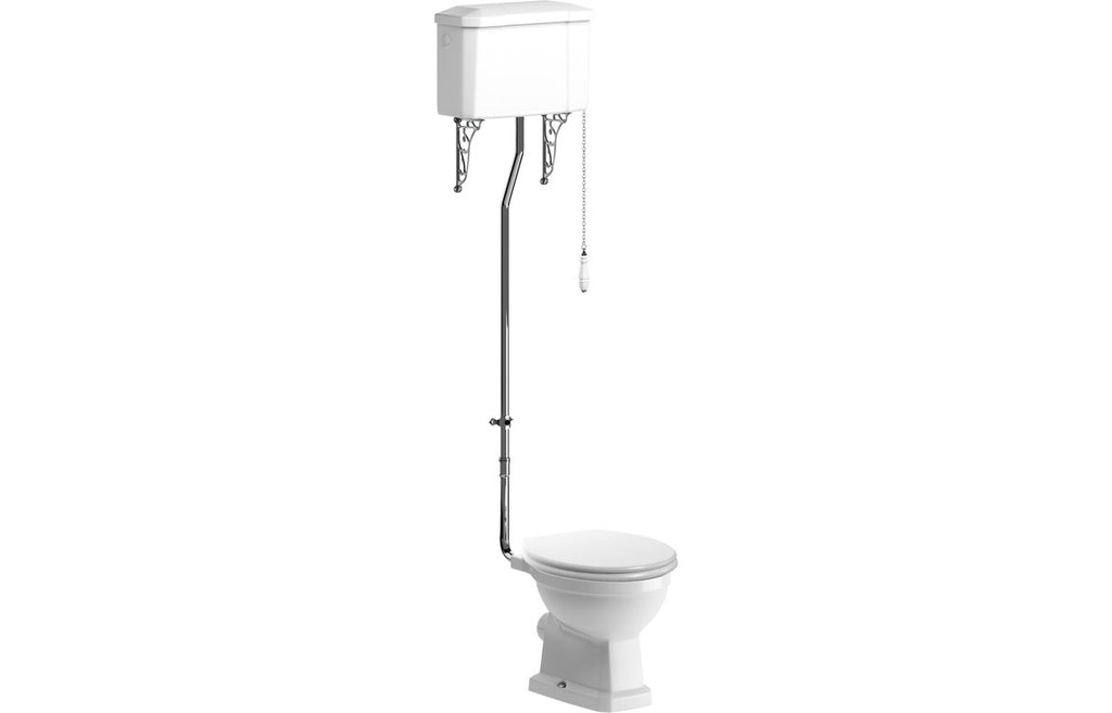 HOTT1907 - Tradition High Level WC & Satin White Wood Effect Seat image