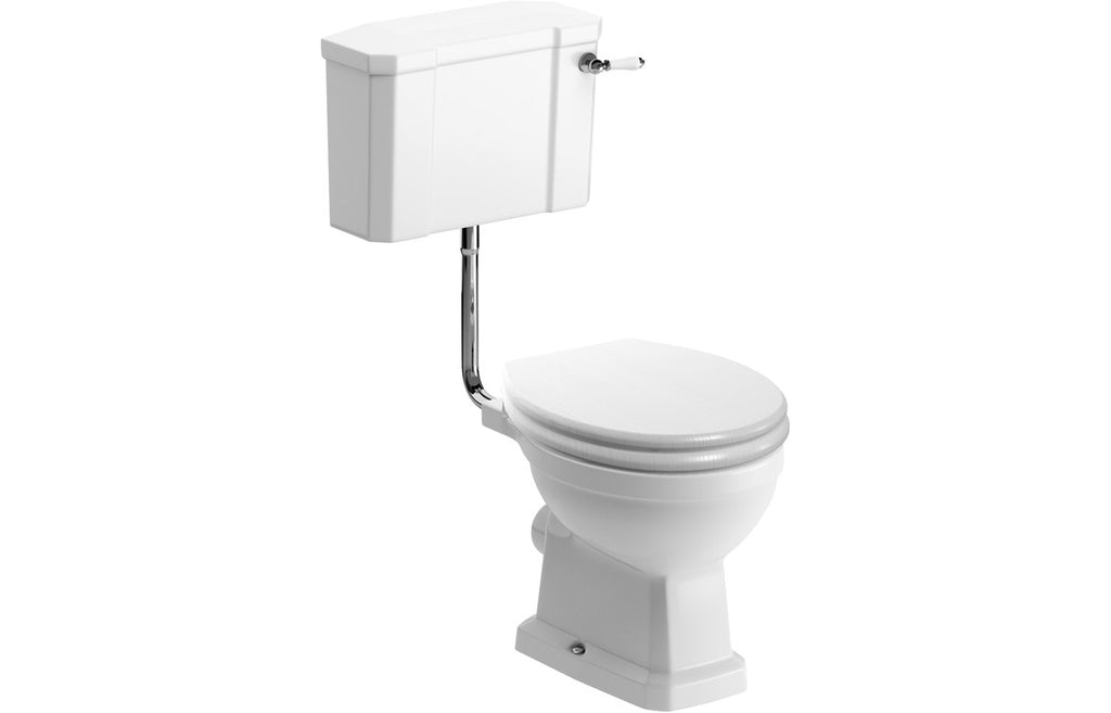 HOTT108455 - Tradition Low Level WC & Satin White Wood Effect Seat w/Br.Brass Finishes image