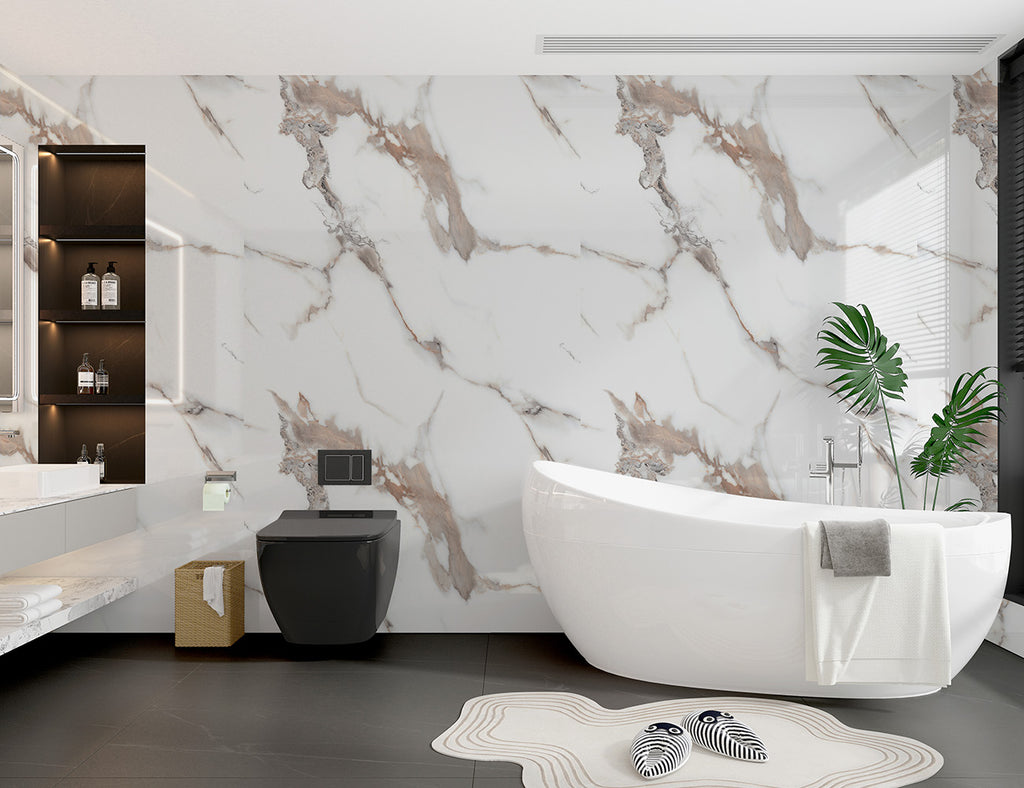 4010042015 - Neptune 1000mm x 2400mm Heavy Duty Super Matt Panel - Matt Bronze Carrara Marble image
