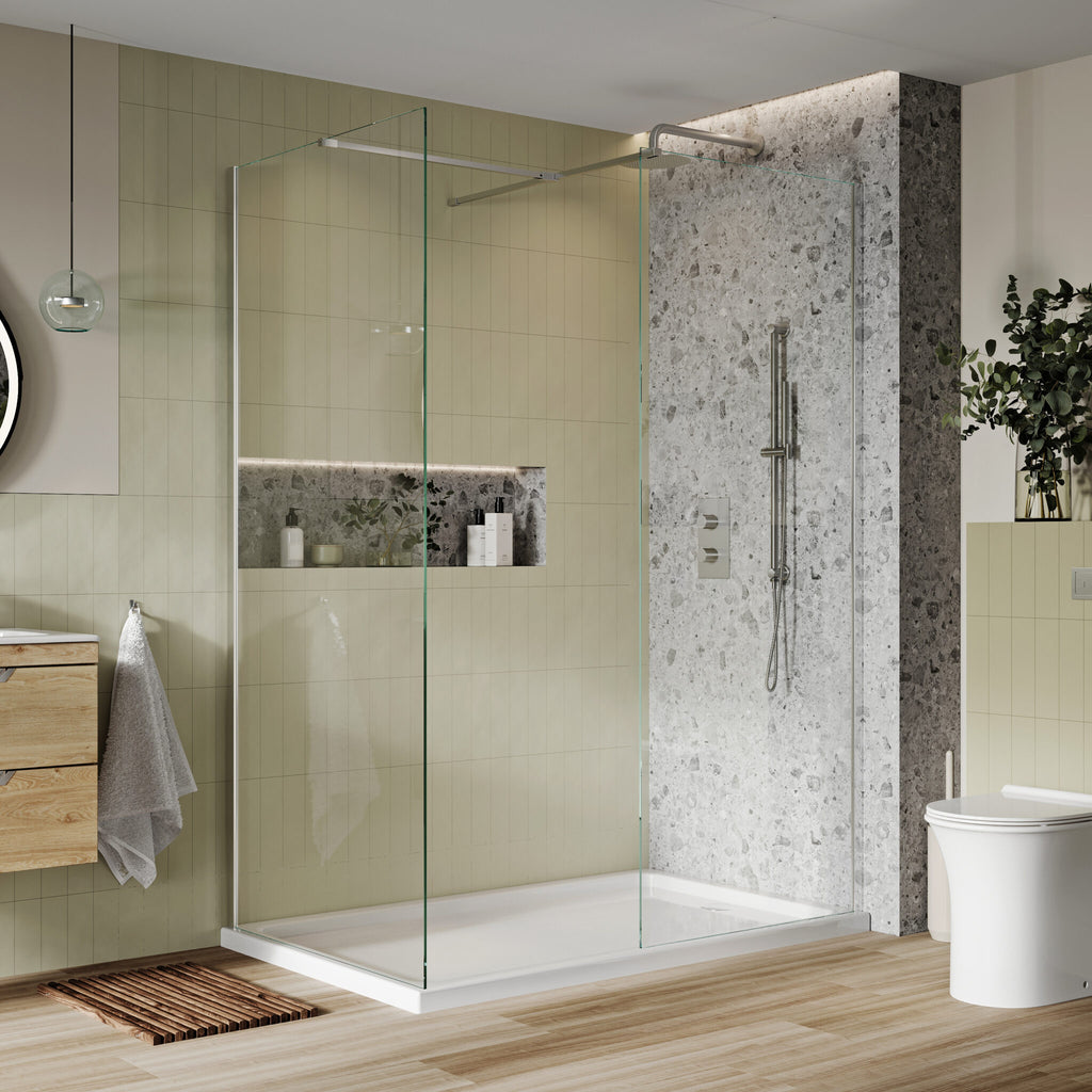 FR-065 - Forge Collection 8mm 800mm Wetroom Shower Panel - Chrome Profile As Standard image